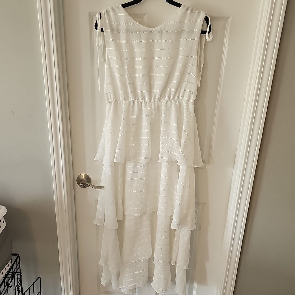 SHEIN Elegant White Layered Maxi Dress